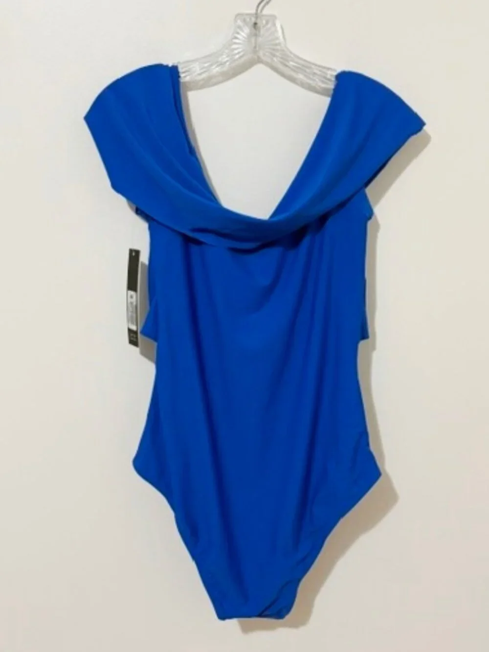 Nicole Miller Blue Off-the-Shoulder Twist Front One Piece Swimsuit Size L